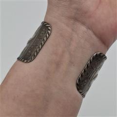 Vintage Fred Harvey Era 925 Sterling Silver Green Turquoise Cuff Bracelet *READ*